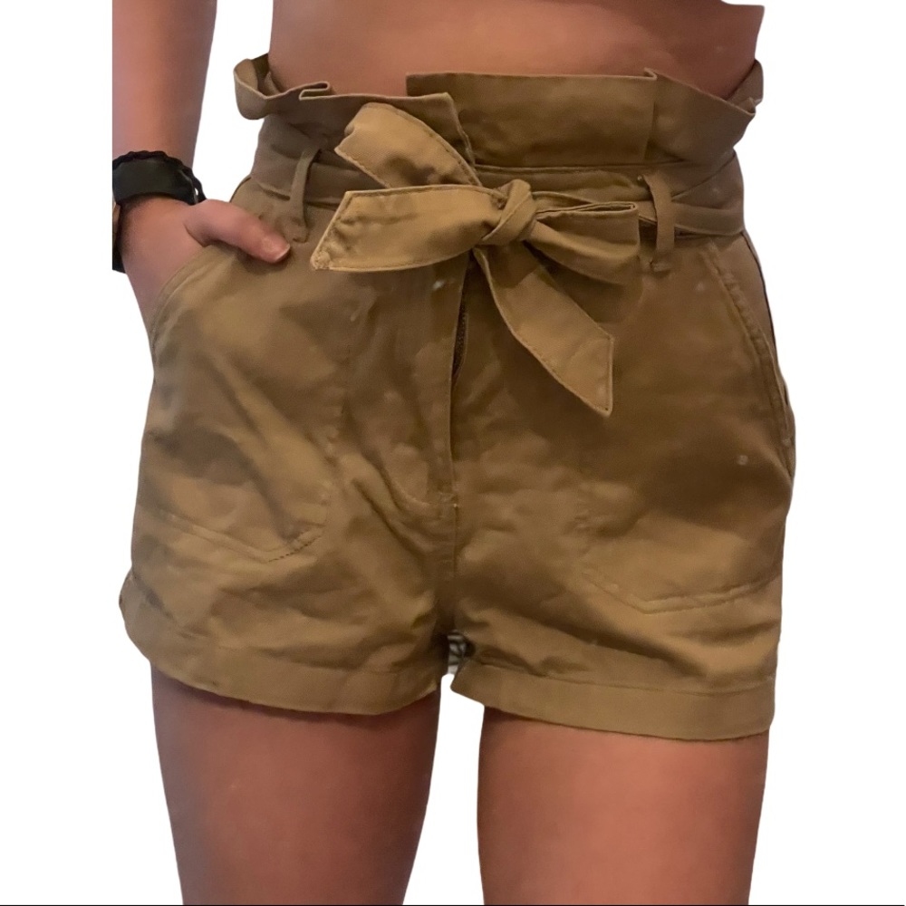 High waisted paper bag shorts